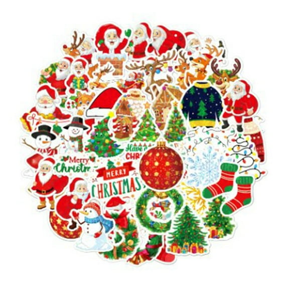 100pc Christmas Sticker Shiny Style waterproof Holiday Party present Decoration