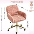 thumbnail image 4 of PORKISS Vanity Chair with Back, Home Office Chair, Ergonomic Home Desk Chair with Artificial Rabbit Hair, Adjustable Swivel Task Computer Chair with Arm, Wheels, Pink, 4 of 9