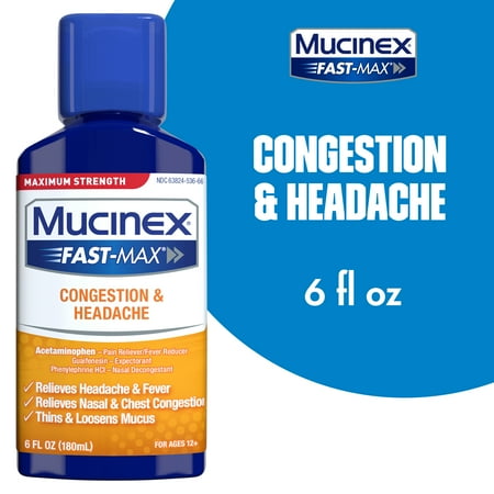 Mucinex Fast-Max Adult Congestion & Headache Liquid, 6 Ounce