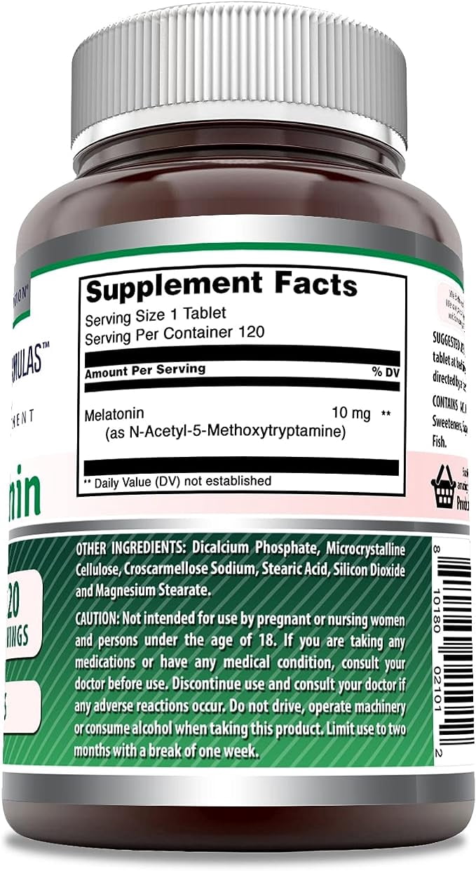 Amazing Formulas Melatonin 10mg 120 Tablets Supplement | Non GMO | Gluten Free | Made in USA | Pack of 3