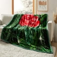 thumbnail image 3 of Lammaloe Queen Size Korean Mink Fleece Blanket for Winter, 9 lbs, 79" x 94", Heavy 2-Ply Warm Heavyweight Raschel Bed Blankets, Reversible Printed, Green Floral, 3 of 9