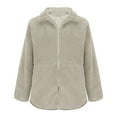 thumbnail image 3 of OGLCCG Oversized Winter Sherpa Coats for Women Loose Stand Collar Full Zip Fuzzy Fleece Jackets Long Sleeve Casual Warm Outerwear with Pckets,L,Beige, 3 of 5
