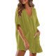 thumbnail image 1 of Trajes Casuales para las Mujeres de Verano Oversized Camiseta Romper, Cuello en V Camisetas de Mitad de Manga con Bolsillos Ropa de Playa, 1 of 9