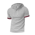 thumbnail image 4 of Aofany Men's Summer Hooded Shirt Short Sleeved Casual Sports T-shirt Top Comfy Mens Blouse, 4 of 8