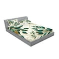 thumbnail image 2 of Ambesonne Eucalyptus Leaves Fitted Sheet & Pillow Sham Set, Autumn Blooms, Calking, Dark Teal Amber Ivory, 2 of 2