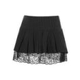 thumbnail image 1 of Douhoow Summer Stripe Mini Pleated Skirts Women Goth Black Low Waist Short Skirts, 1 of 9