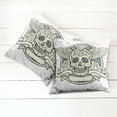 thumbnail image 6 of Ambesonne Sugar Skull Throw Pillow Cover 2 Pack, Calavera Diamond, 20", Cream Grey Black, 6 of 7