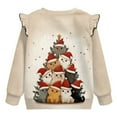thumbnail image 6 of Xoenoiee Christmas Cat Tree Print Toddler Baby Girl Long Sleeve Ruffle Sweatshirt Crewneck Pullover Tops Basic Oversized Sweater Shirts Kid Fall Clothes, Size 3-4 Years, 6 of 7