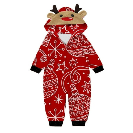 

Wilucolt Pajamas for Family Long Sleeve Winter Fall Casual Christmas Outfit Printed Pajamas Jumpsuit Home Outfit Hooded Jumpsuit Pajama Set