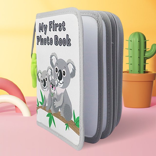 Álbum de fotos para bebés Libro de fotos infantil de tela suave para niños recién nacidos (koala gris)