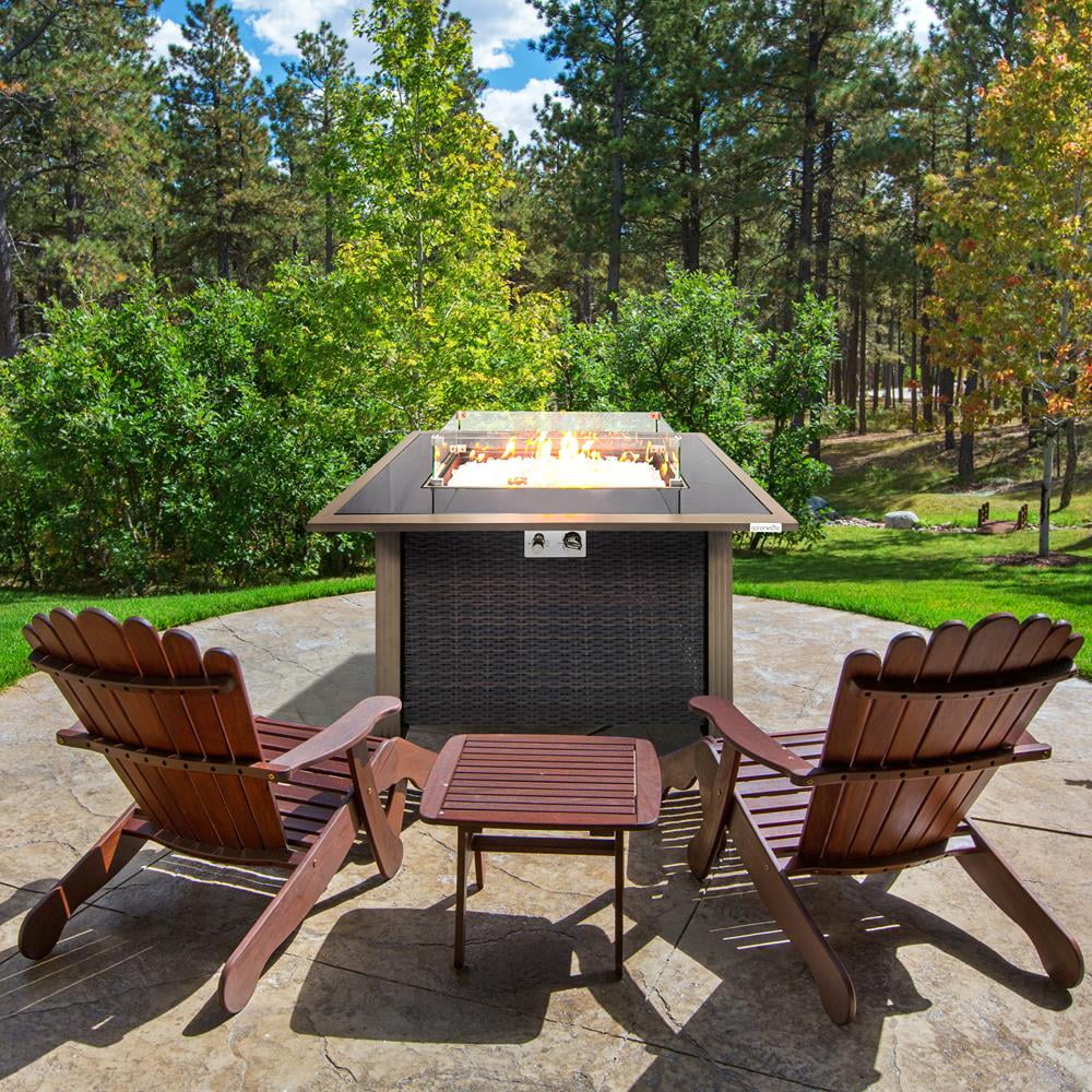 SereneLife Outdoor Propane Fire Pit Table CSA Approved Safe Auto-Ignition Propane Gas Fire Table
