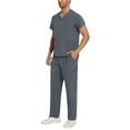 thumbnail image 7 of Men's Workwear Scrubs 2-Piece Uniform Set, Solid Color Cross V-Neck Short Sleeve Pocket Tee and Pants, For Medical Nursing Professionals,Gray,XL, 7 of 7