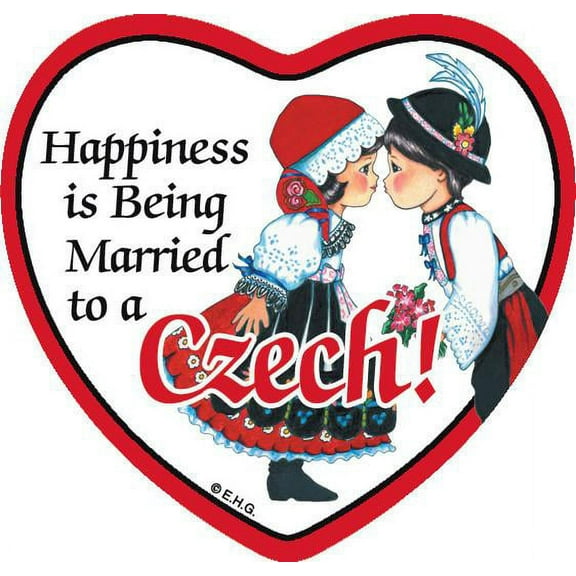 Oktoberfest Haus Multicolor Ceramic Tile Magnet Married to Czech for Home Decor and Fridge Refrigerator Magnet