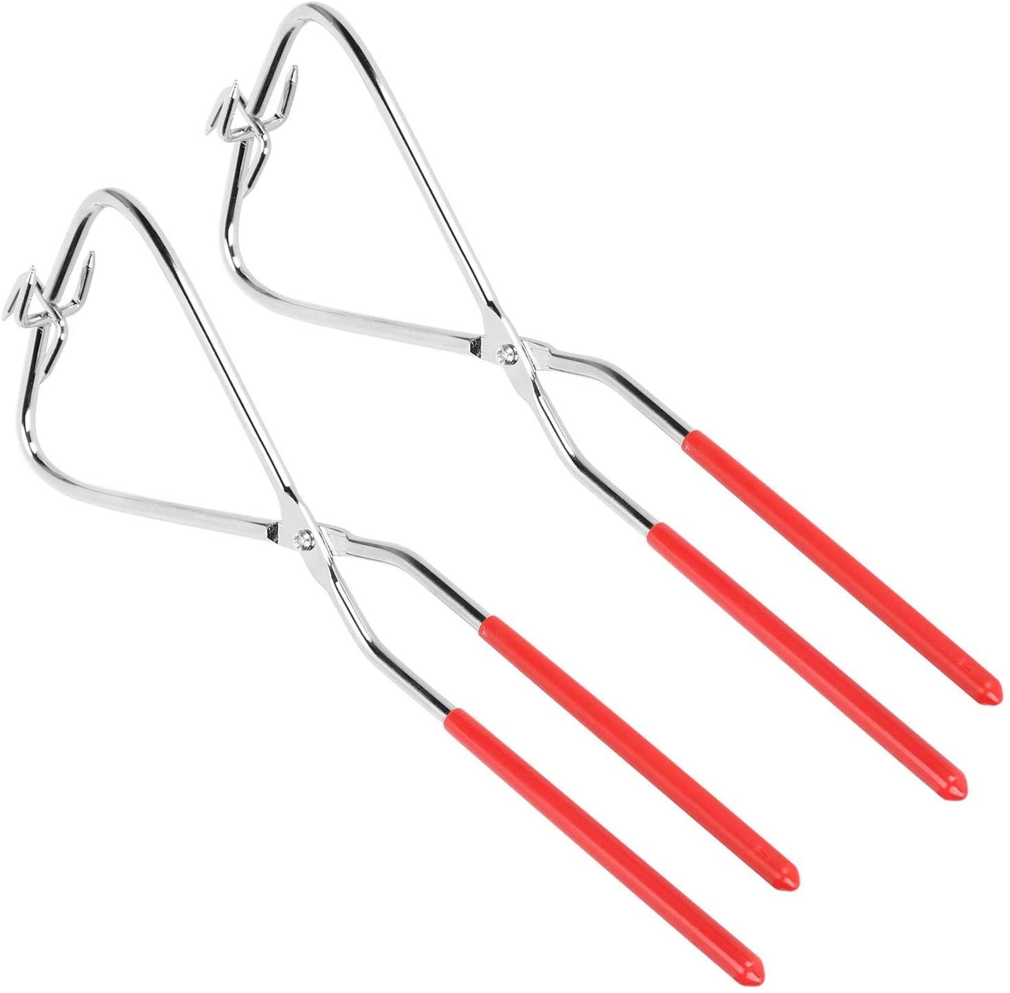 ABCISI 2Pcs Dipping Tongs Glazing Tools, 12.8in Long Ceramic Glazing Tongs, Stainless Steel Pottery Clay Glaze Clamps Ceramic Glazing Tools with Rubber Handle for Kiln Clay