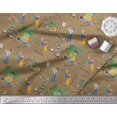 thumbnail image 2 of Soimoi Silk Fabric Tropical Leaves,Leopard & Girl Scene Decor Fabric Printed Yard 42 Inch Wide, 2 of 3