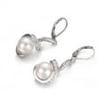 thumbnail image 2 of Yoursfs Leverback Dangle Pearl Earrings for Women White Gold Plated Pearl With Mulity CZ Silver Drop Earrings no Pierced Earrings, 2 of 4