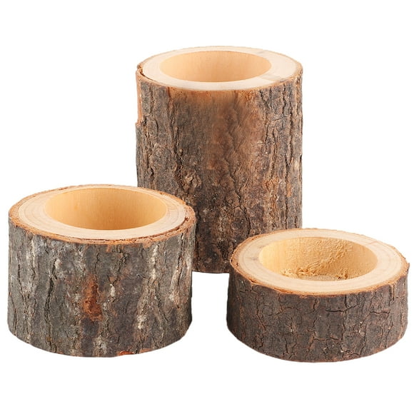 Nikou 3 pcs Bougeoir en Bois Artisanat Exquis Décoration De Fête De Mariage Bougeoirs Bougeoirs