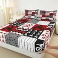 thumbnail image 3 of Homewish Boys Dirt Bike Full Size Sheets, Black Red Buffalo Plaid Bed Sheets, Modern Extreme Sport Sheet Sets, Microfiber Bedroom Decor, 4pcs, 3 of 7