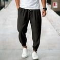 thumbnail image 2 of CONZONE Mens Linen Pants Tapered Leg Elastic Waist Drawstring Joggers For Men Relaxed Fit Casual Summer Trousers With Pockets, 2 of 5