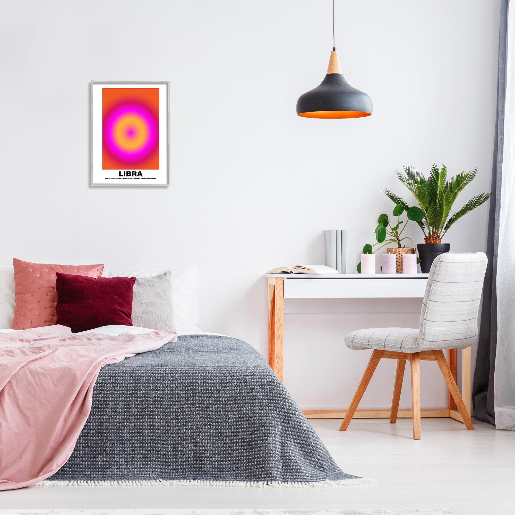 Stupell Industries Funny Libra Astrology Abstract Painting Gray Framed Art Print Wall Art, 16 x 20