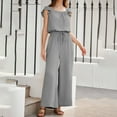 thumbnail image 4 of UVEASISHA Dressy Casual Jumpsuits for Women 2025 Summer Ruffle Sleeves Square Neck Rompers High Waist Drawstring Overalls with Pocekts Gray XL, 4 of 9
