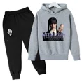 thumbnail image 3 of Nueva sudadera con capucha y pantalones de primavera y otoño de Wednesday Addams para niños, 2 piezas, trajes de 2 a 14 años, ropa de calle para niños y niñas, ropa de bebé para niños, 3 of 5