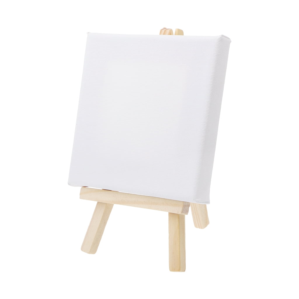 Mini Canvas And Natural Wood Easel Set For Art Painting Crafts Wedding W1F0 