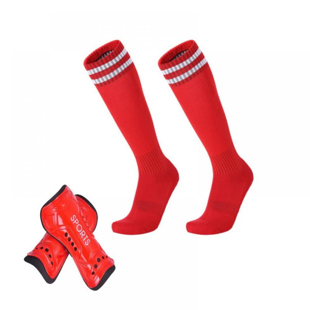 Boys Kids Junior Training Football Sport 2 Stripes Socks Blue Red White Sock New 