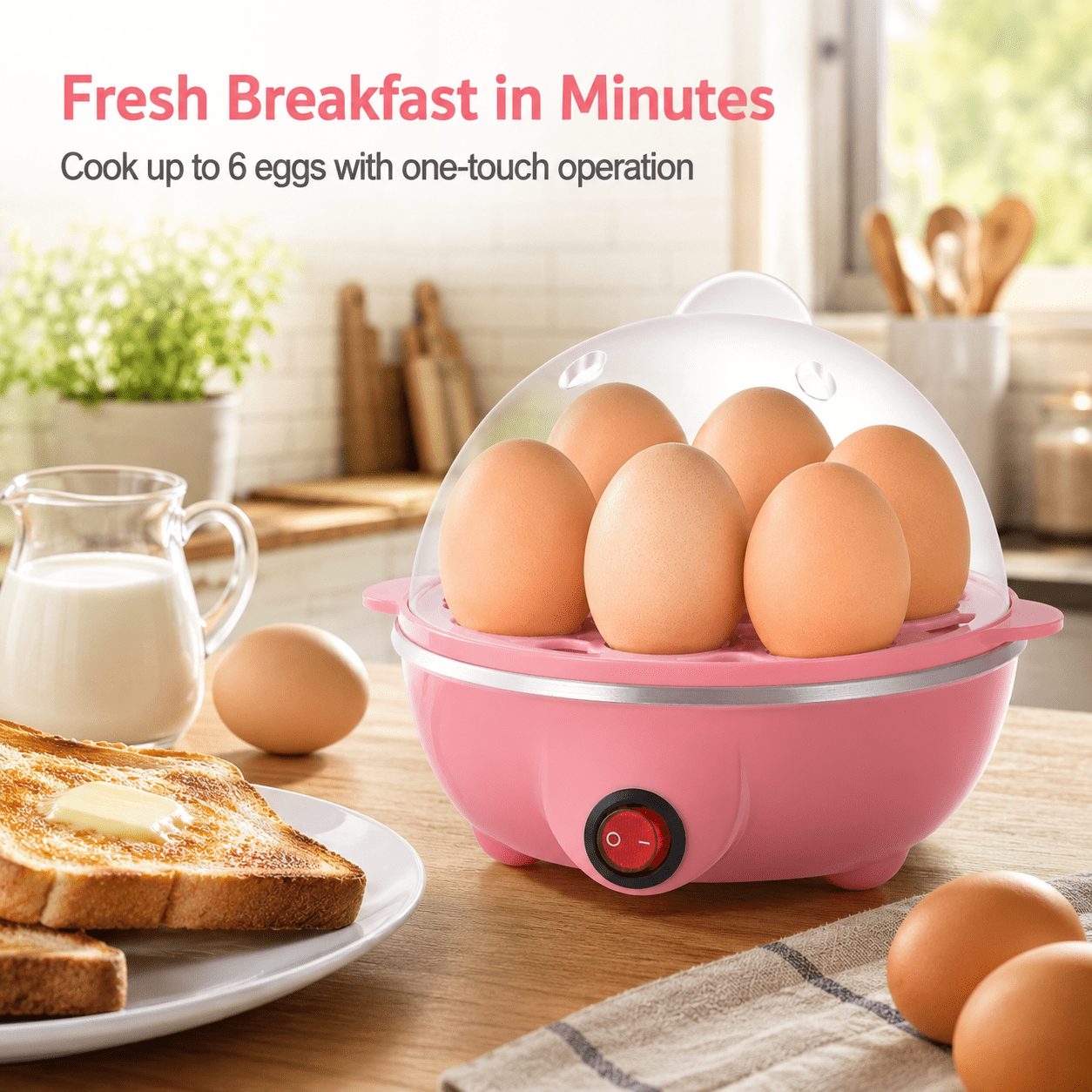 Rapid Egg Cooker Electric for Hard Boiled,Poached,Scrambled Eggs,Omelets,Steamed Vegetables,Seafood,Dumplings,7 capacity,with Auto Shut Off Feature,Pink