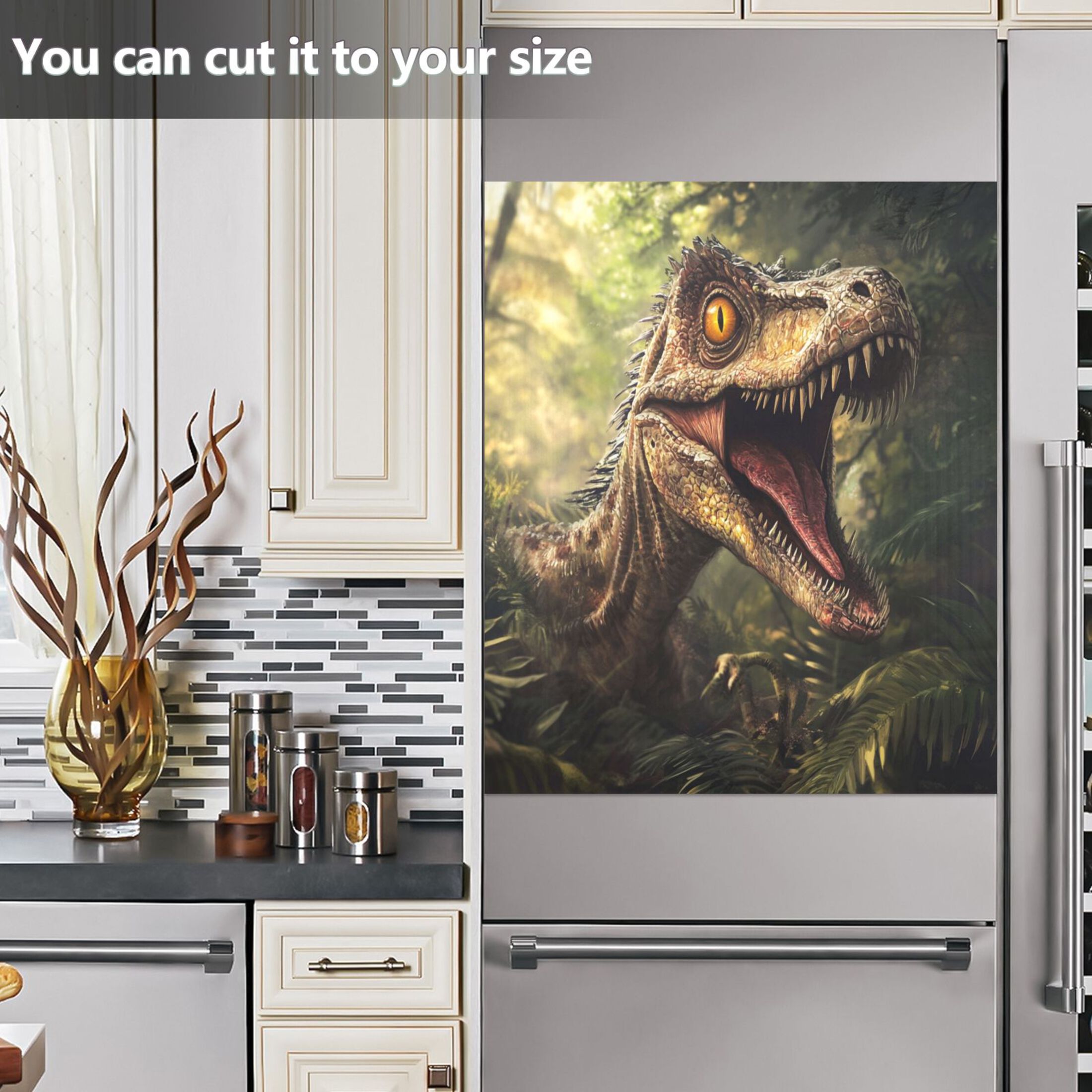Dishwasher Magnetic Sticker 23x26 Inch Refrigerator Magnetic Sticker Washing Machine Magnetic Sticker Kitchen Panel Magnetic Sticker Home Decor Cool Big Head Dinosaur