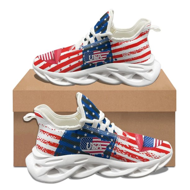 Nuevos zapatos con patrón de banderas de países de EE. UU. para parejas, zapatillas de tenis para otoño e invierno, para el trabajo, el hospital, para mujer, para correr, calzado ligero, bricolaje