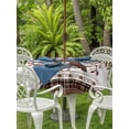 thumbnail image 3 of Outdoor Tablecloth with Umbrella Hole for Patio/Picnic/Party/Camping, Texas Star Vintage Waterproof Table Cloth Round Cover Washable, Red Berry Retro Art Brown White Wooden (Dia 60"), 3 of 8