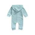 thumbnail image 3 of Qiylii Baby Solid Color Romper, Long Sleeve Single Breasted Hooded Bodysuit, 3 of 7