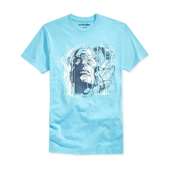 Mighty Fine Mens Capt. America & Ironman Graphic T-Shirt, Blue, Small