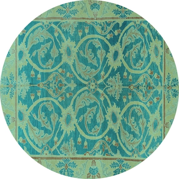 Ahgly Company Indoor Round Abstract Light Blue Modern Area Rugs, 6' Round
