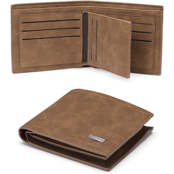 Mens Wallet Leather RFID Blocking Large Capacity Trifold Wallet for Men with 10 Card Holders