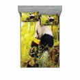 thumbnail image 2 of Ambesonne Animal Fitted Sheet & Pillow Sham Set, Panda Sitting in Forest, Twin, Black Green, 2 of 3
