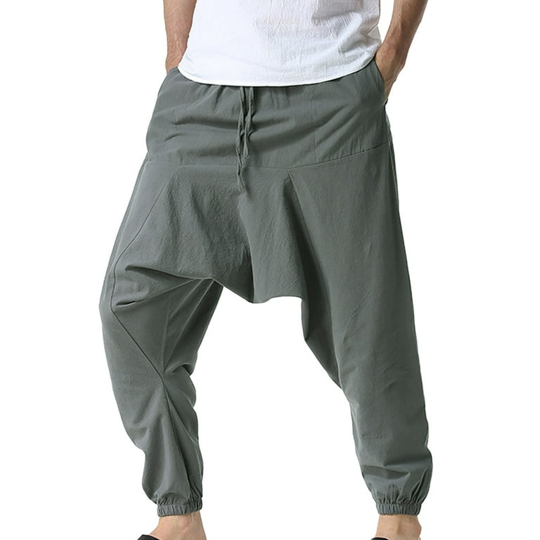 Shpwfbe Sweatpants For Men Men'S Pants Men Casual Summer Loose Drawstring  Mid Waist Yoga Pants With Pockets Harem Pants Dark Gray M 