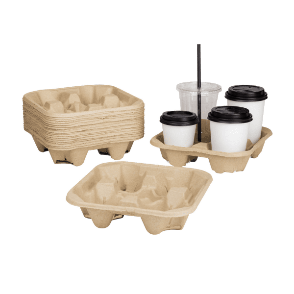 Karat C5000 Recycled Paper Made 4-Cup Carrier for take-out, Hot coffee ...