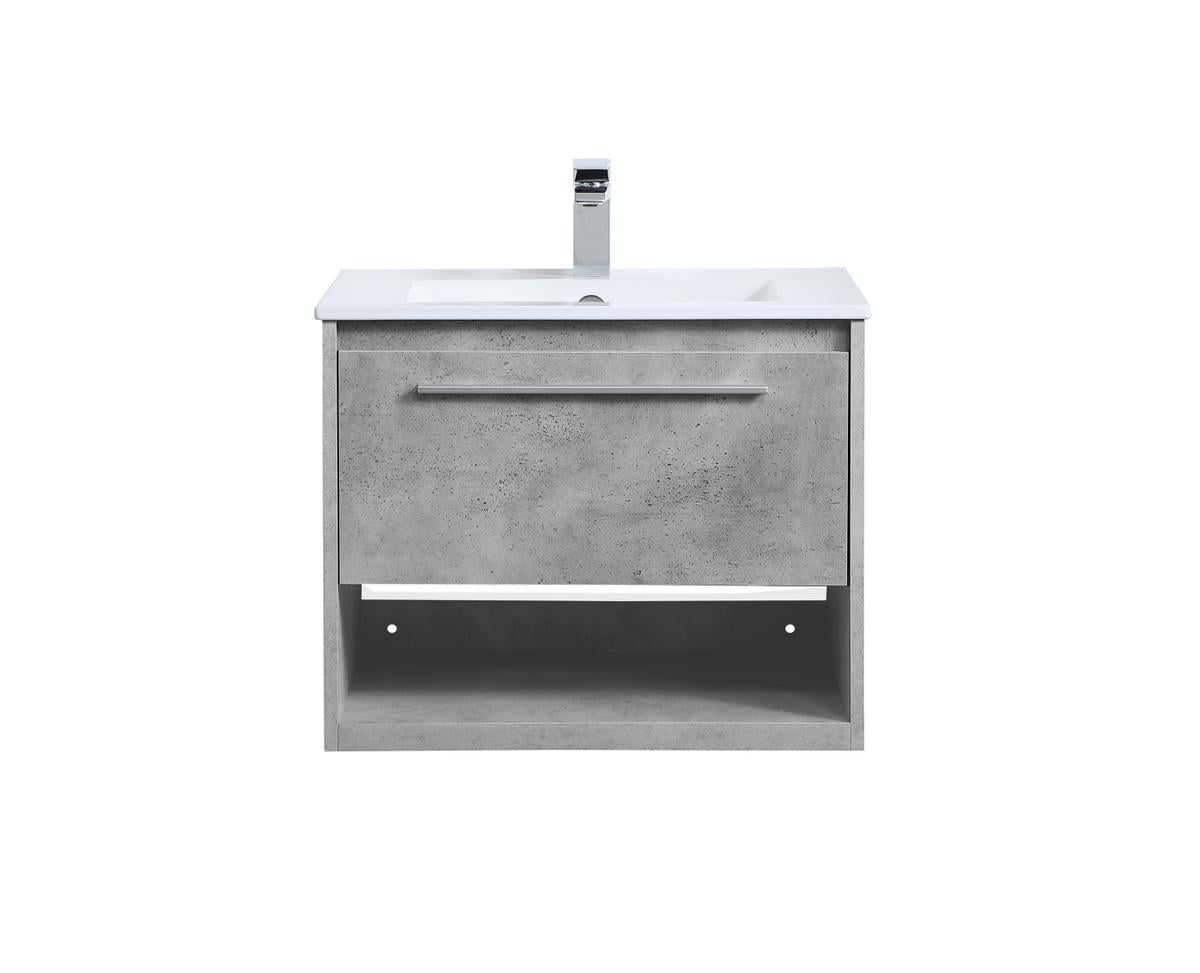 24 inch Single Bathroom Floating Vanity in Concrete Grey