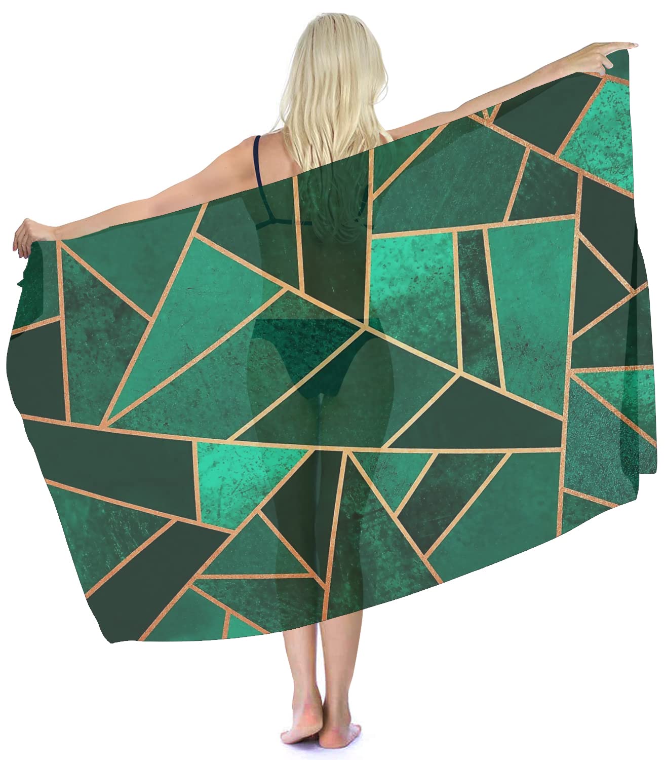 SKT T1 Women's Green Marble Beach Bikini CoverUp Funny Emerald