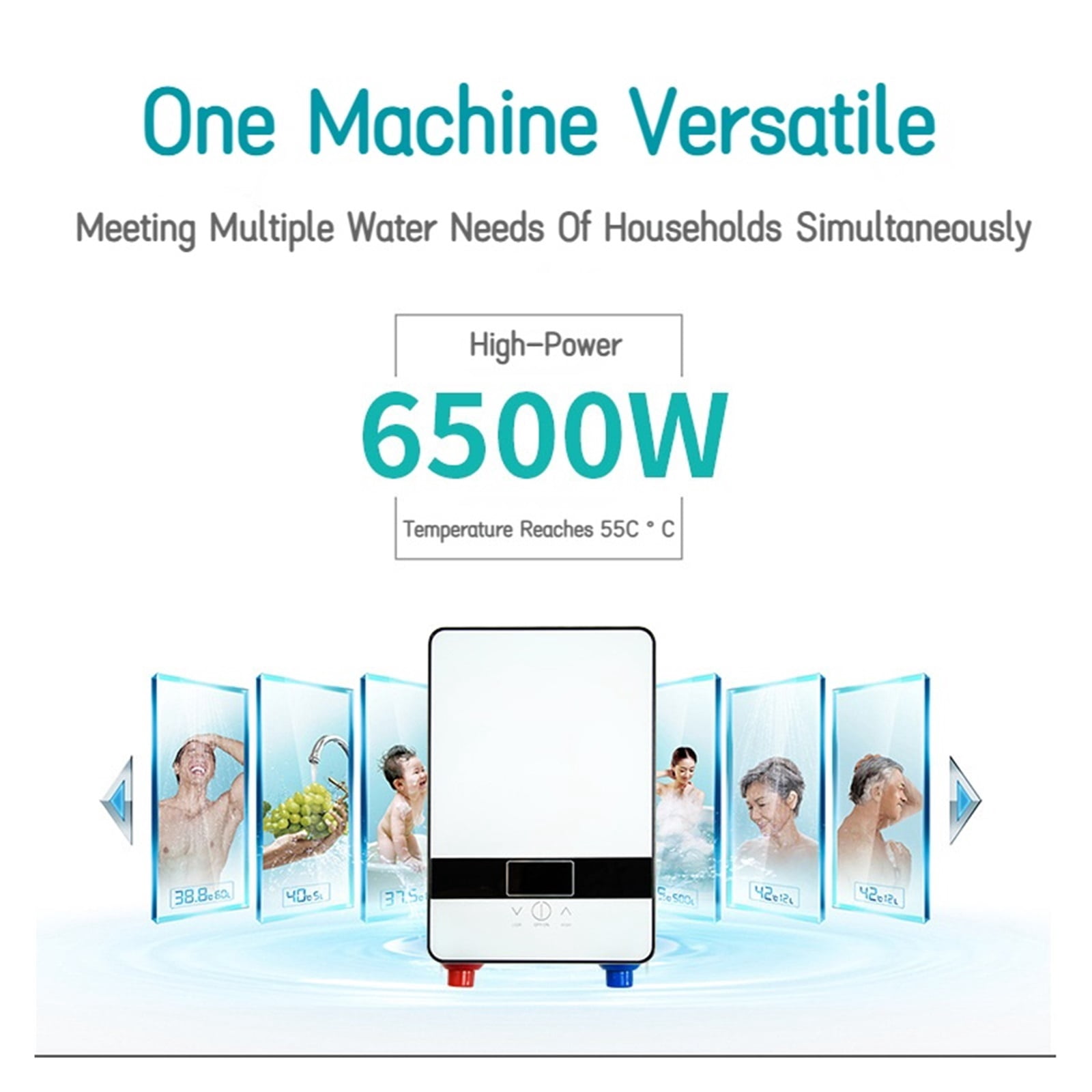 Hot Water Heater 6500w Instant Tankless Water Heater Thermostat Induction Heater Smart Touch Electric Heaters Shower Automatica ,Lightweight Portable Design