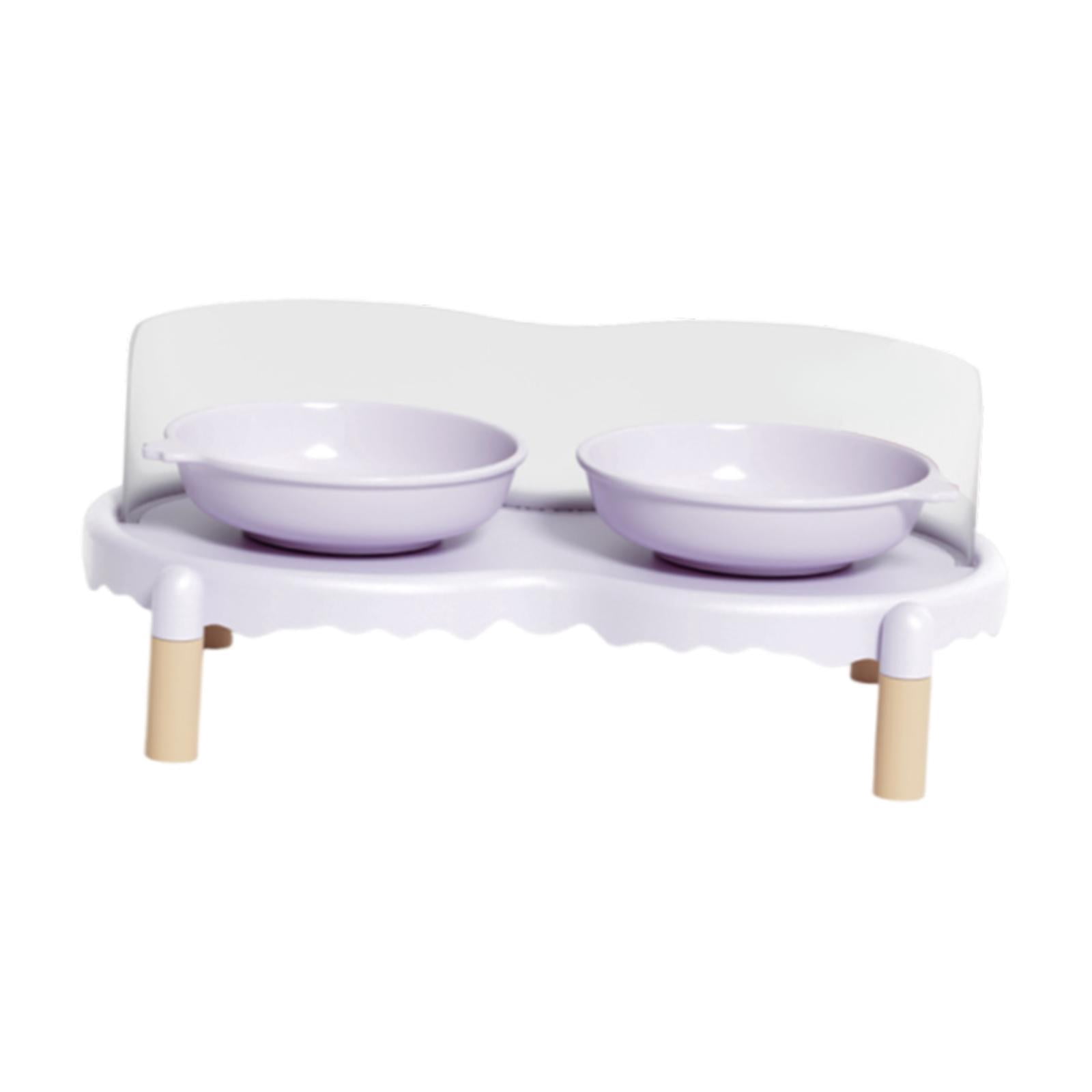 CarpNettore Ceramic Elevated Cat Bowls with Non Slip Stand Raised Feeding Station Raised Cat Purple