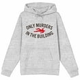 thumbnail image 4 of Only Murders In The Building Word Logo Long Sleeve Athletic Heather Hooded Sweatshirt-Small, 4 of 7