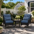 thumbnail image 3 of BPS 24x24x5 inch Outdoor Deep Seat Cushion, Water-Resistant Patio Furniture Cushions for Outdoor Chairs, Sofa, Couch, 2-Piece, Blue Striped, 3 of 9