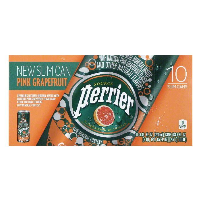 Perrier Slim Can Pink GrapeFruit Sparkling Natural Mineral Water, 84.5 FO (Pack of 3) by