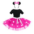 thumbnail image 1 of OBEEII Baby Girls Polka Dot Mesh Dress With a Dot Bow Headband Baby Girl Birthday Party Dress 110 Hot Pink, 1 of 5