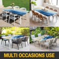 thumbnail image 5 of Navy Blue Ombre Beach Table Cloths for 8 Foot Rectangle Tables, Summer Ocean Coastal Gradient Waves Patio Waterproof Elastic Fitted Tablecloths, Washable Rectangular Table Cover for Camping, 5 of 8