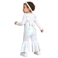 thumbnail image 2 of Miaeowve Toddler Baby Girls Retro 70s Outfit Disco Flared Jumpsuit Sleeveless Sparkly Bodysuit Ivory 6-12M, 2 of 7