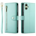 thumbnail image 2 of For Samsung Galaxy A06 / A07 4G 6.7-inch Wallet Case for Women Men Multi-Card Slots Zipper Pocket Lanyard Strap Wristlet Leather Phone Case,Green,For Galaxy A06 / A07 4G, 2 of 7
